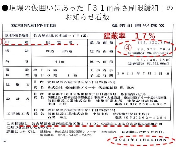 31m高さ制限緩和のお知らせ看板