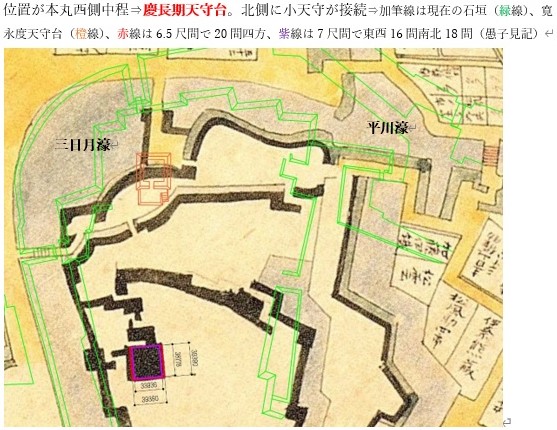 江戸始め図と慶長絵図のかさね