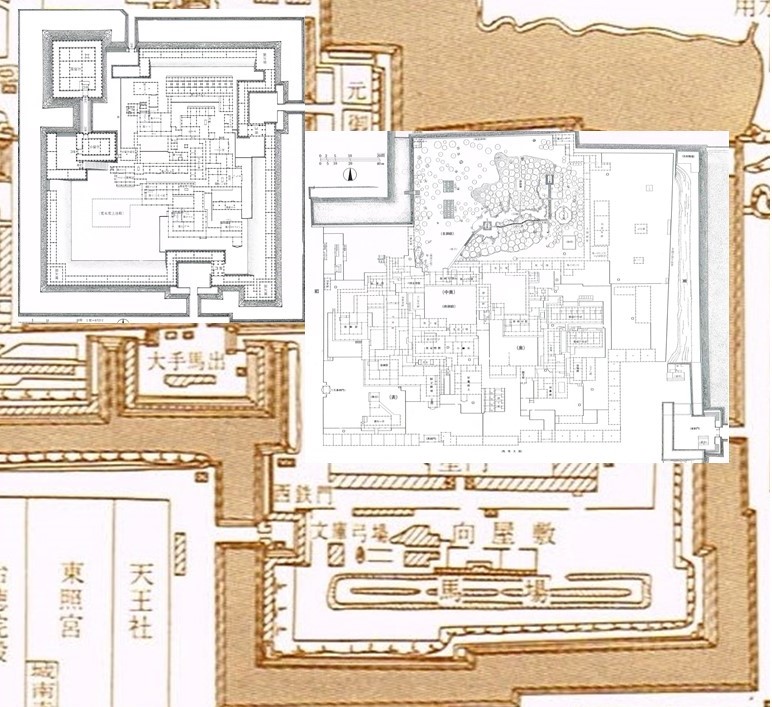 名古屋城　御殿図　「城の日本史」より、本丸は慶長16年（1611年）二の丸は元和6年（1620年）