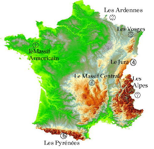 フランス　山と平野