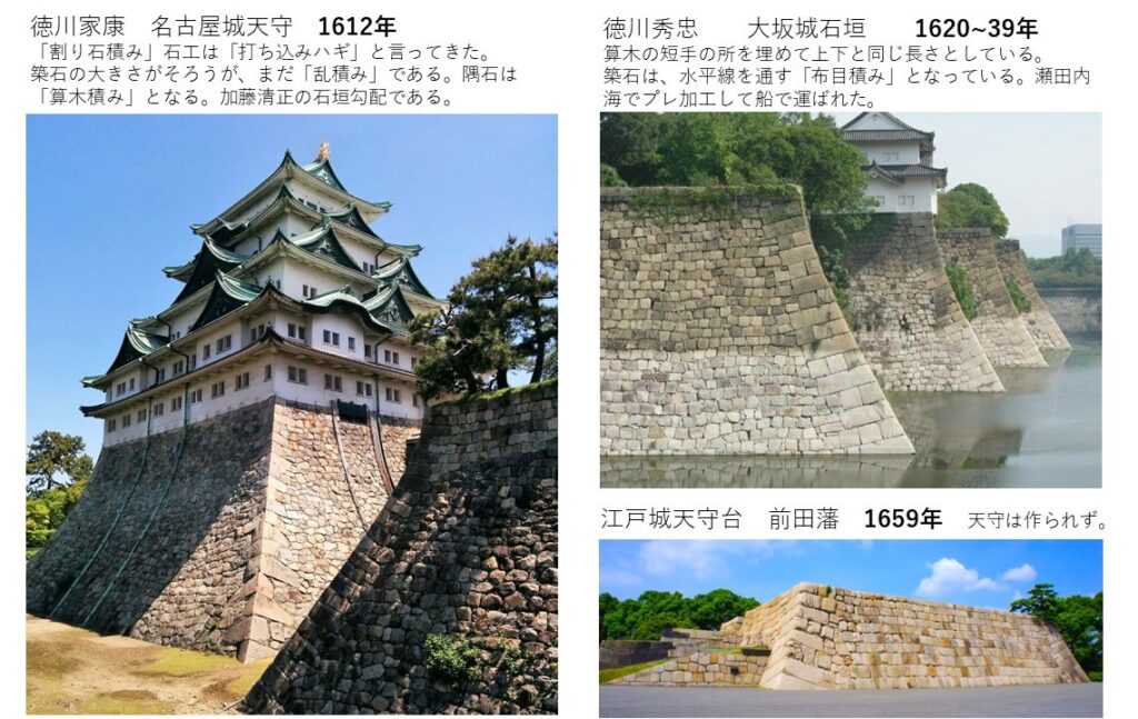 名古屋城　大坂城　江戸城の石垣